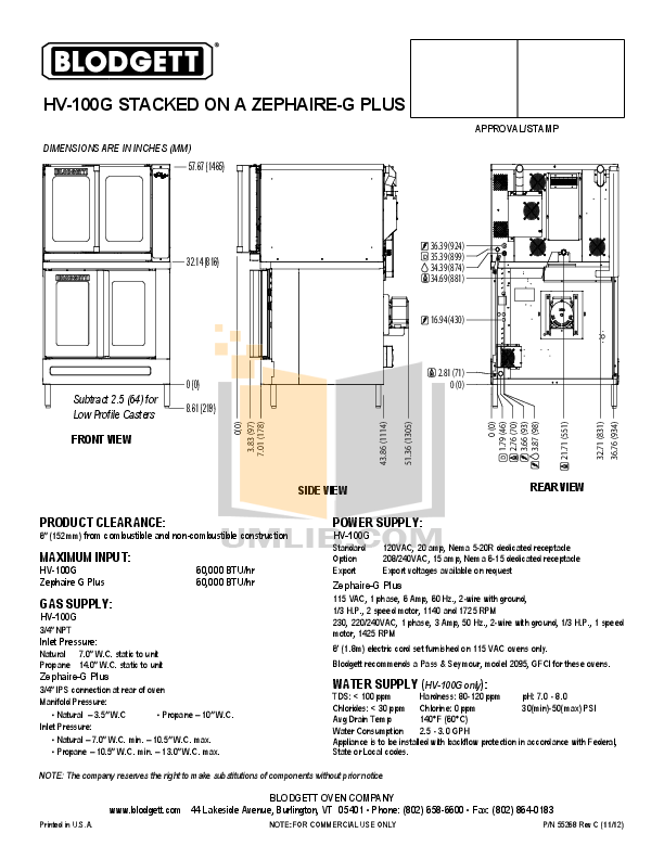 PDF manual for Blodgett Oven ZEPHAIRE-G PLUS