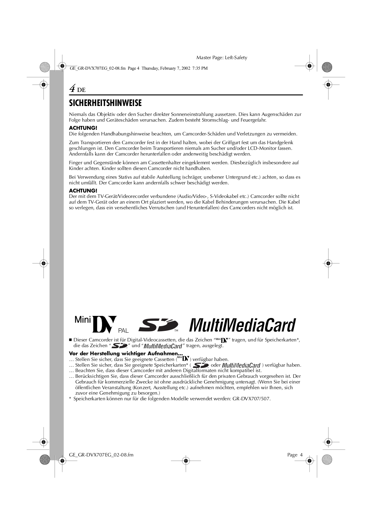 PDF manual for JVC Camcorders GR-DVX400EG-X