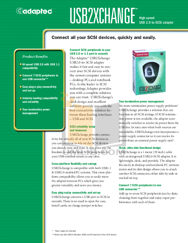 Download free pdf for Adaptec USBXchange Adapters Other manual