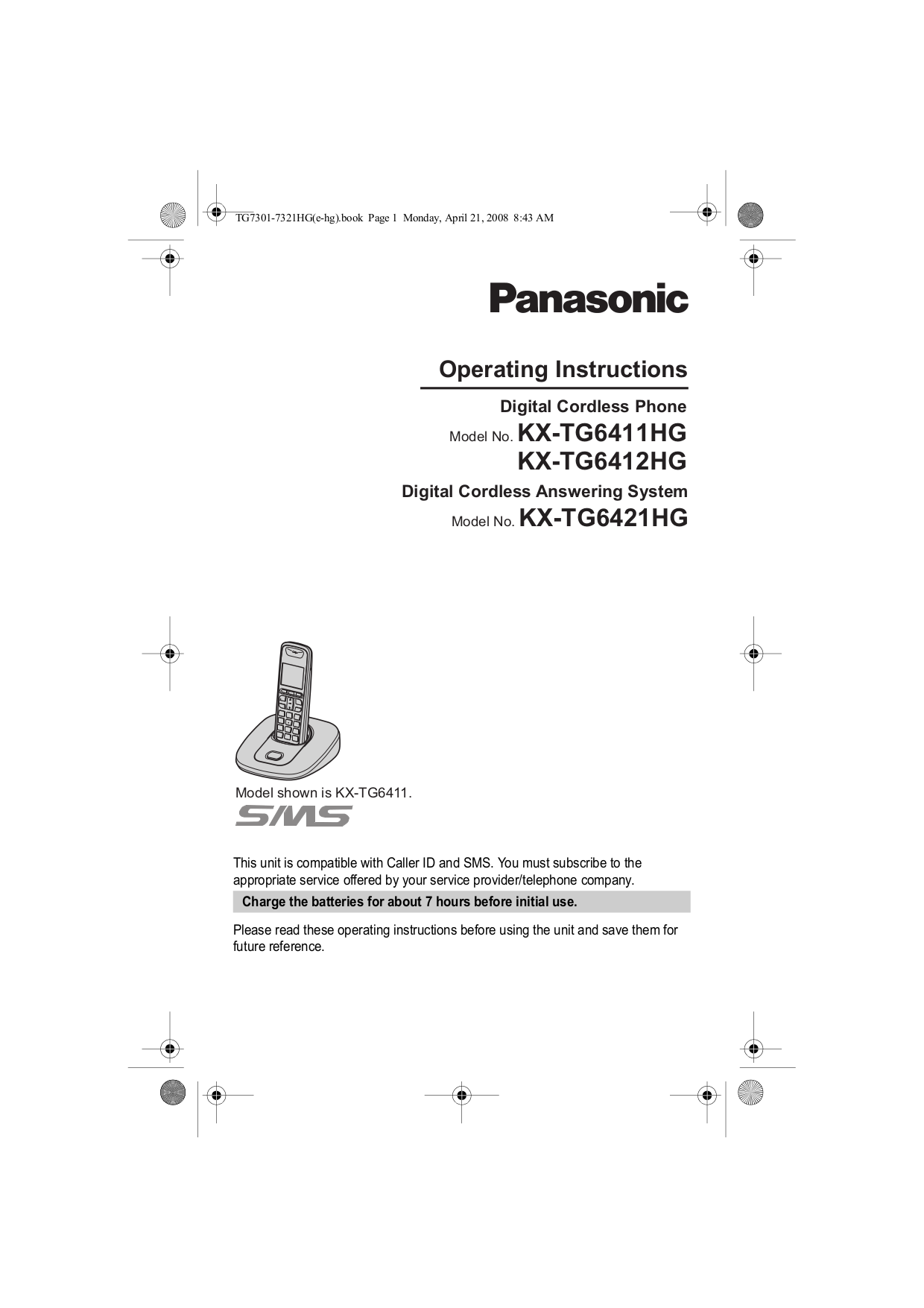 Download free pdf for Panasonic KX-TG6412 Telephone manual