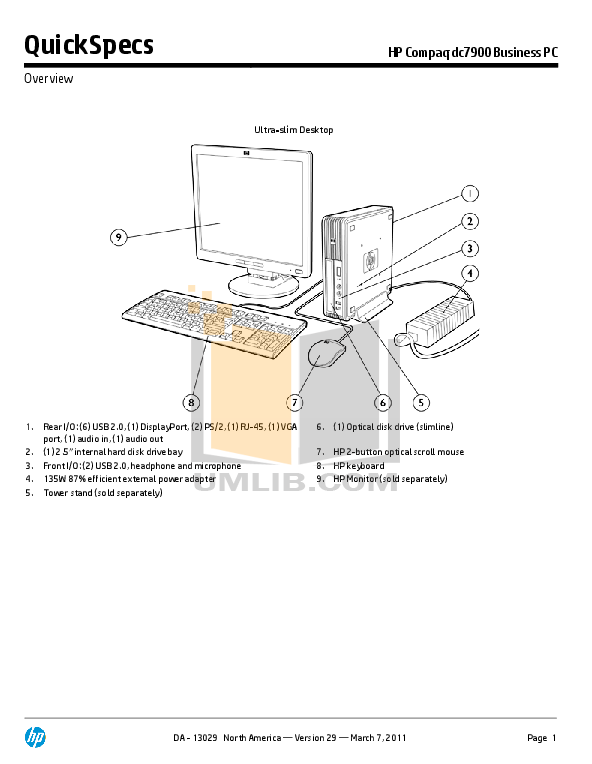 Download free pdf for HP Compaq dc7900 SFF Desktop manual