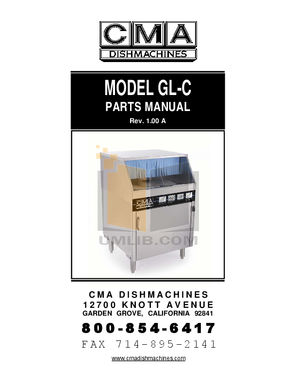 Download Free Pdf For Cma CMA-180UC Dishwasher Manual