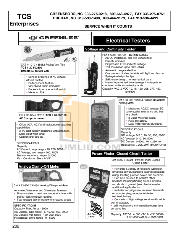 Download free pdf for Greenlee 93-502 Multimeter Other manual