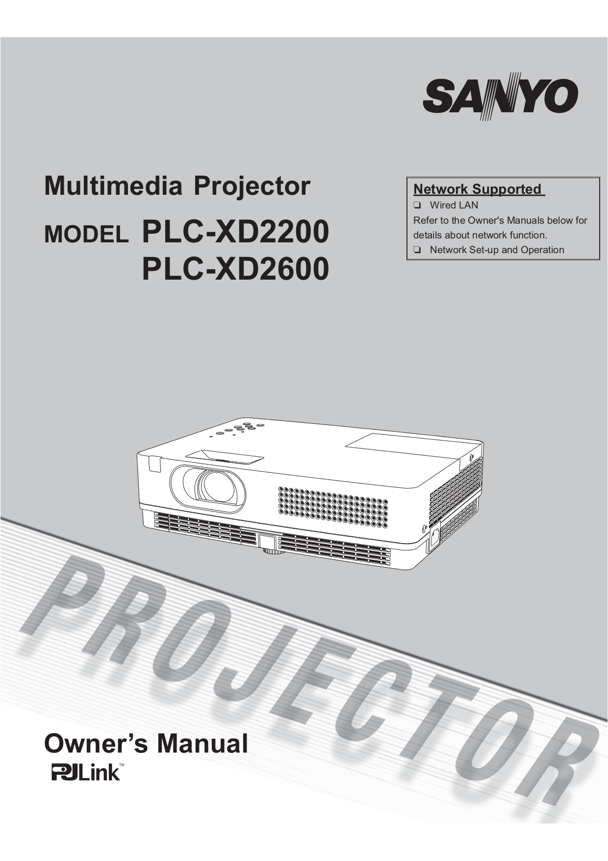 PDF manual for Sanyo Projector PLCXD2200