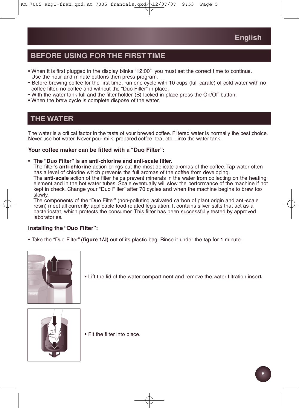 PDF manual for Krups Coffee Maker KM7000