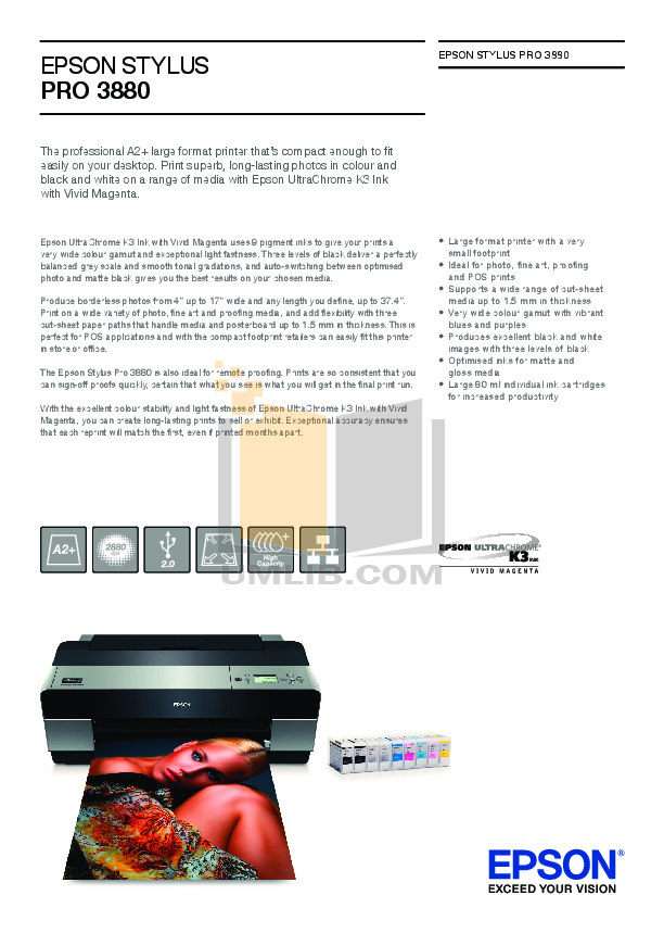 Download free pdf for Epson Stylus Pro 3880 Printer manual