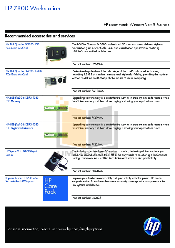 PDF manual for HP Desktop Workstation Z800