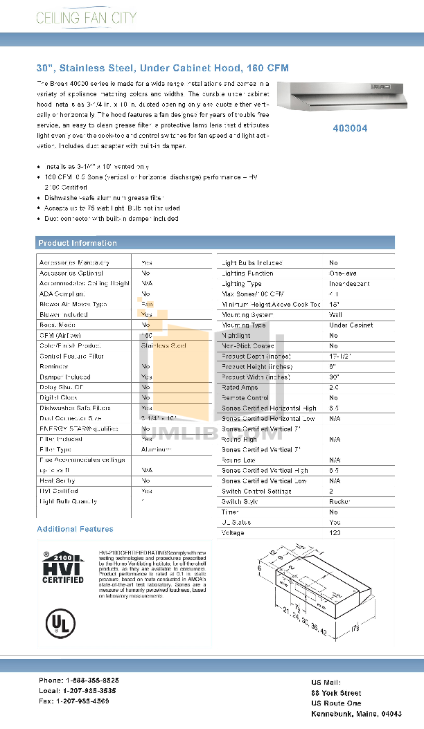 Download free pdf for BroanNuTone 40000 Series 403004 Hoods Other manual