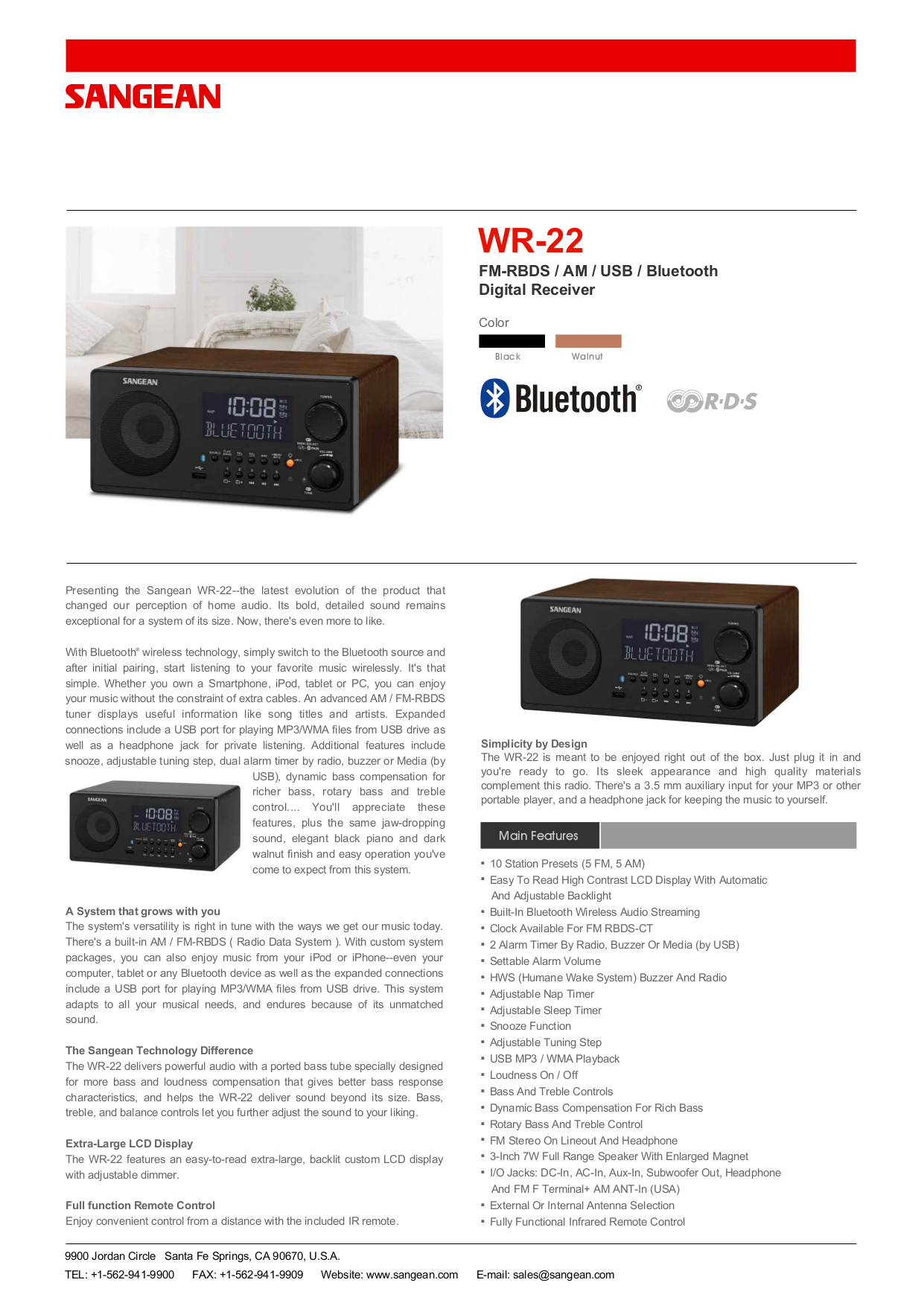 Download free pdf for Sangean WR2 Clock Radio manual