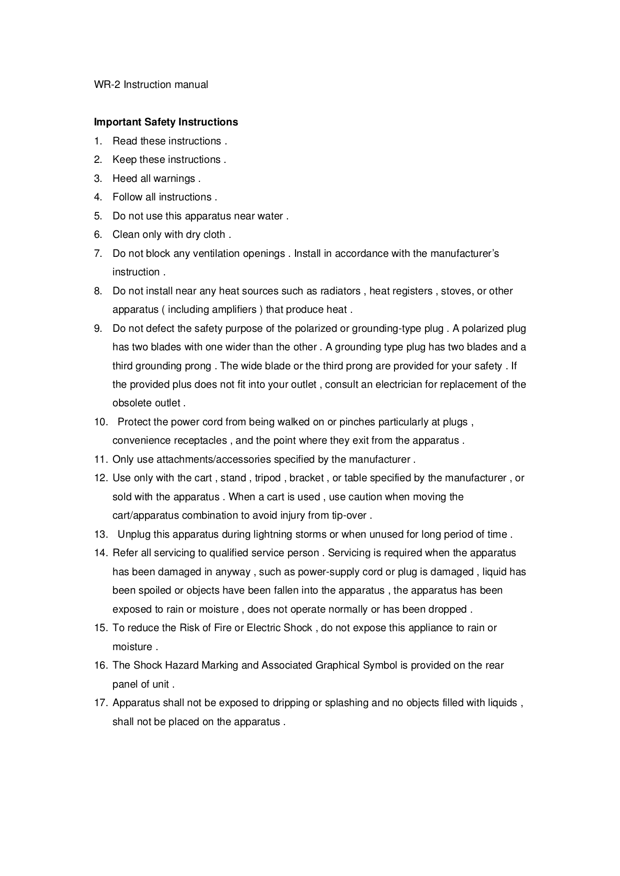 Download free pdf for Sangean WR2 Clock Radio manual