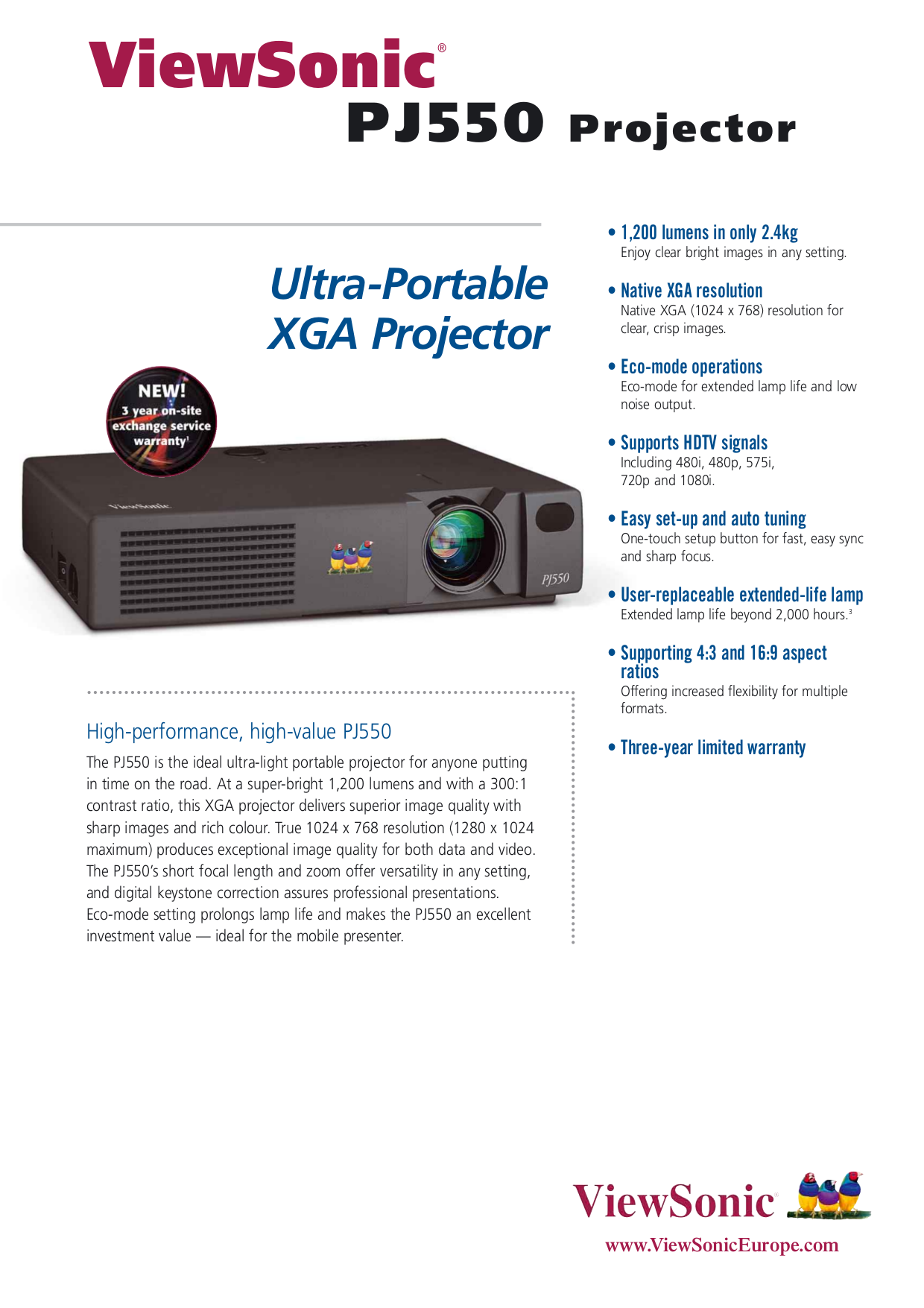 Download free pdf for Viewsonic PJ550 Projector manual