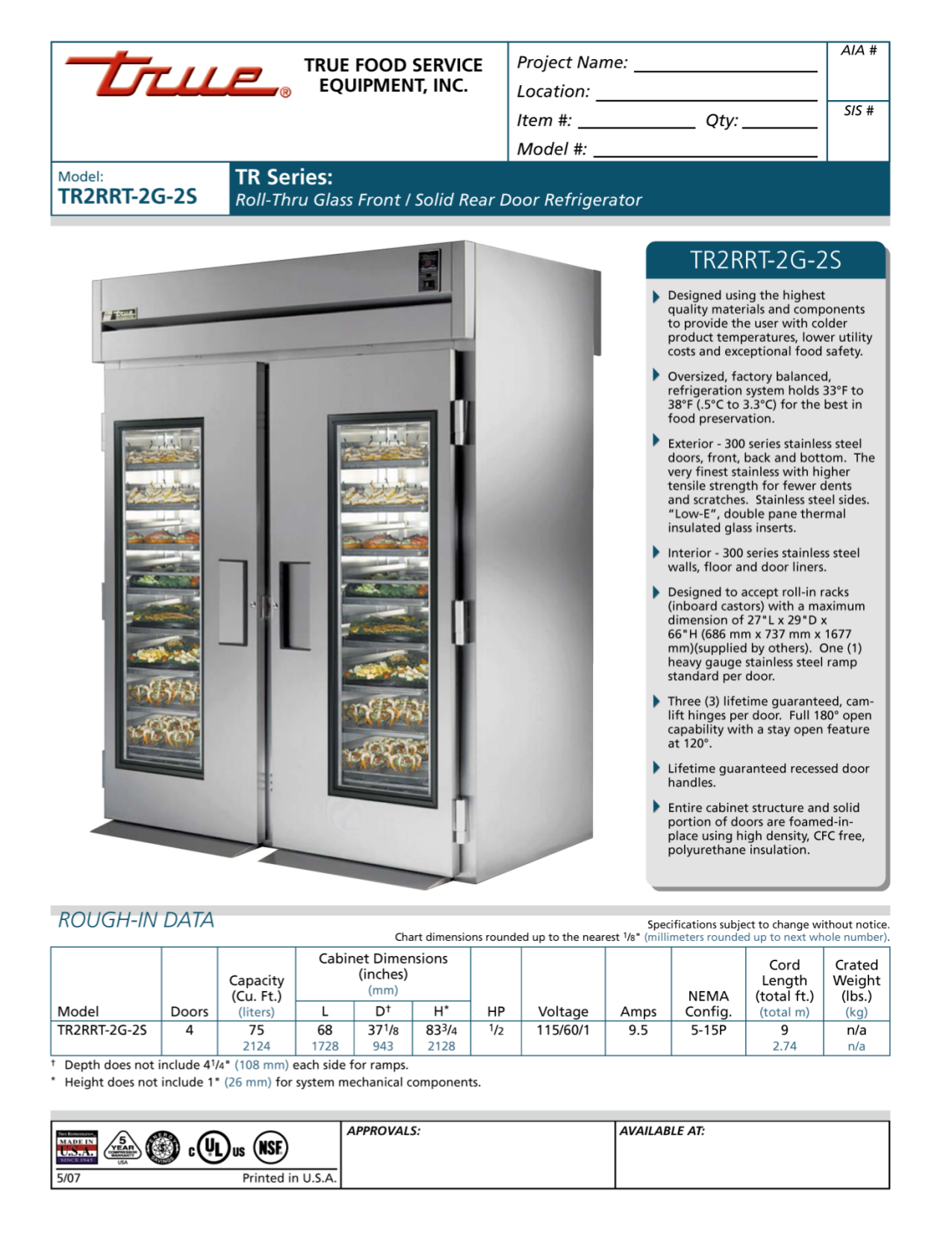 pdf for True Refrigerator TR2RRT-2S-2S manual