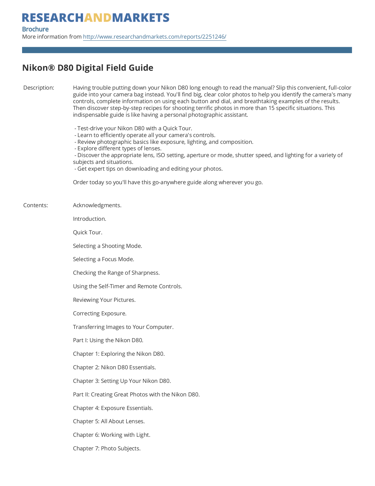 Download free pdf for Nikon D80 Digital Camera manual