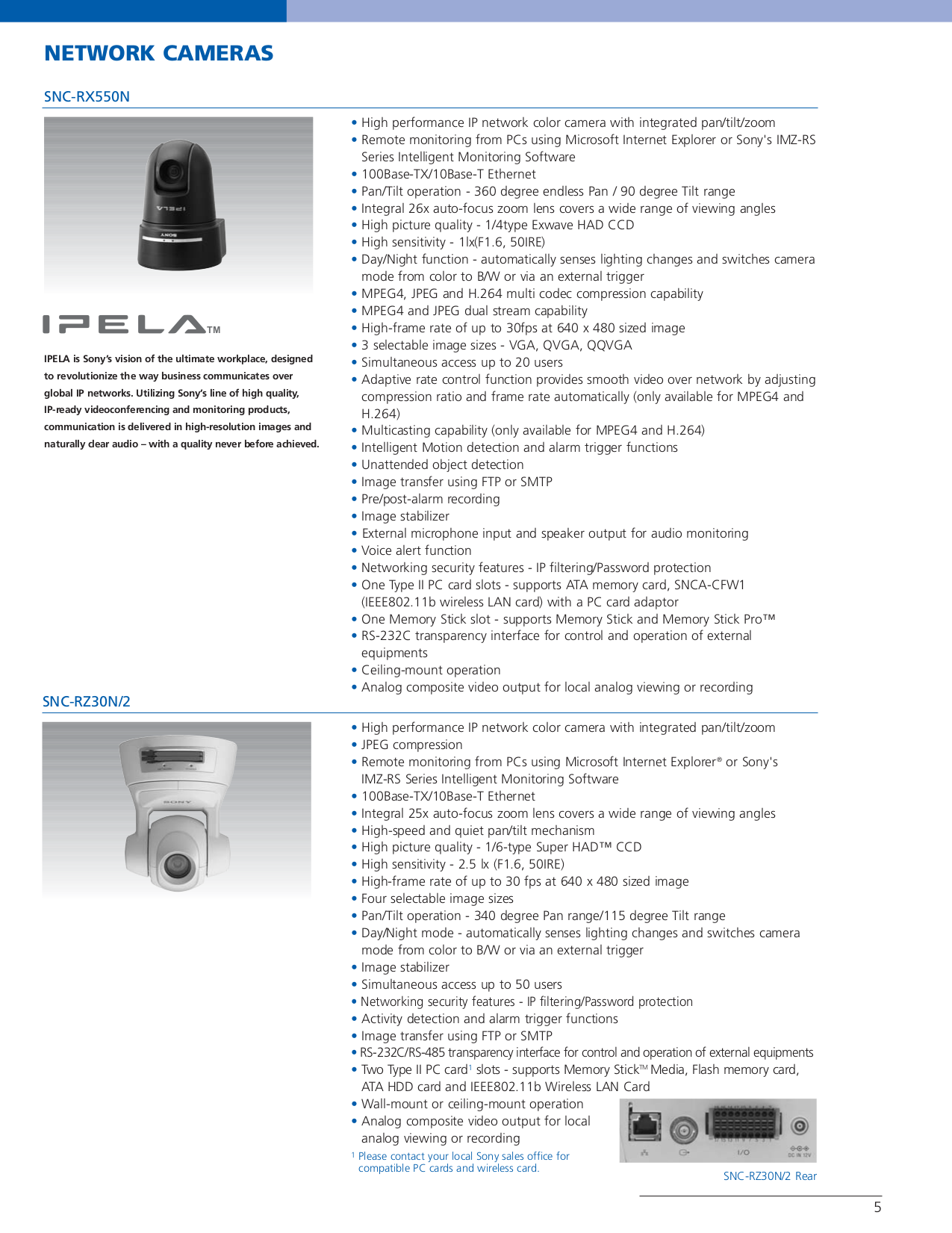 PDF manual for Sony Security Camera IPELA SNC-P5