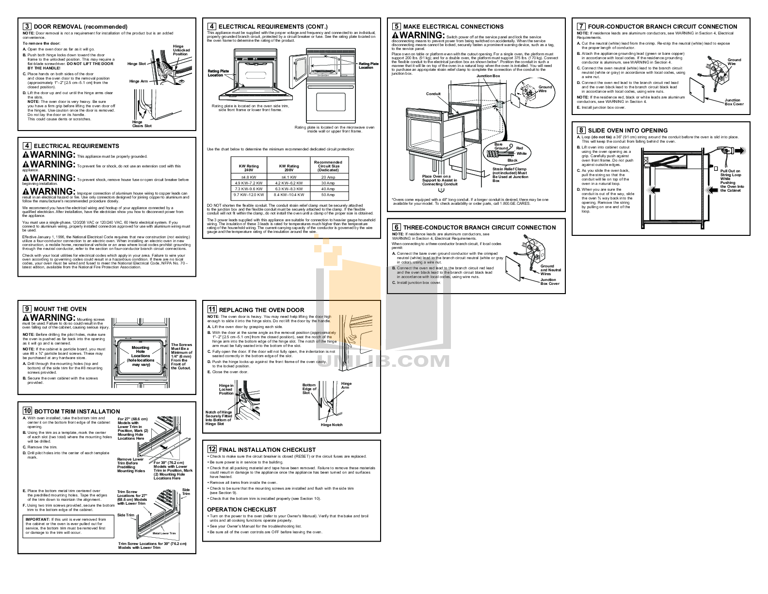 PDF manual for GE Oven Profile PT958SRSS
