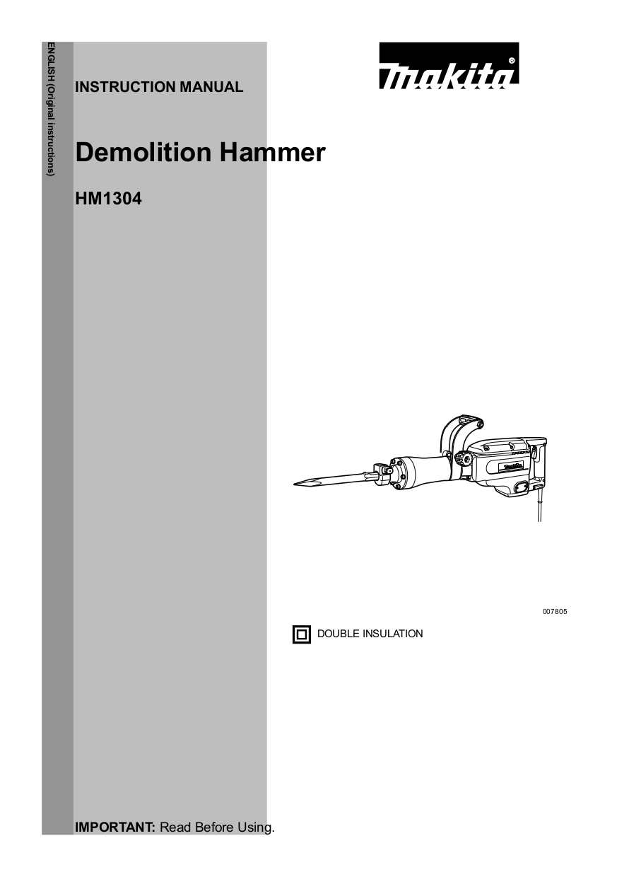 Download free pdf for Makita HM1304B Demolition Hammer Other manual