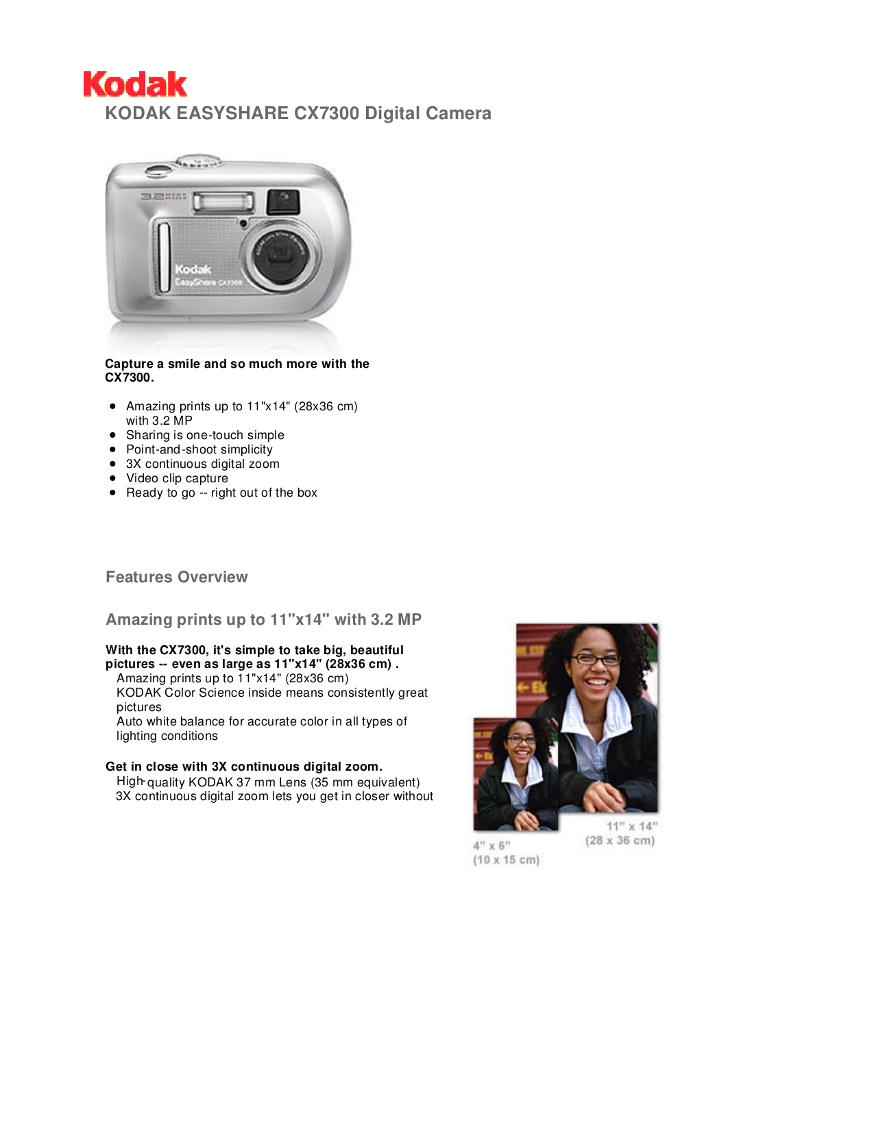 Download free pdf for Kodak EasyShare CX7300 Digital Camera manual