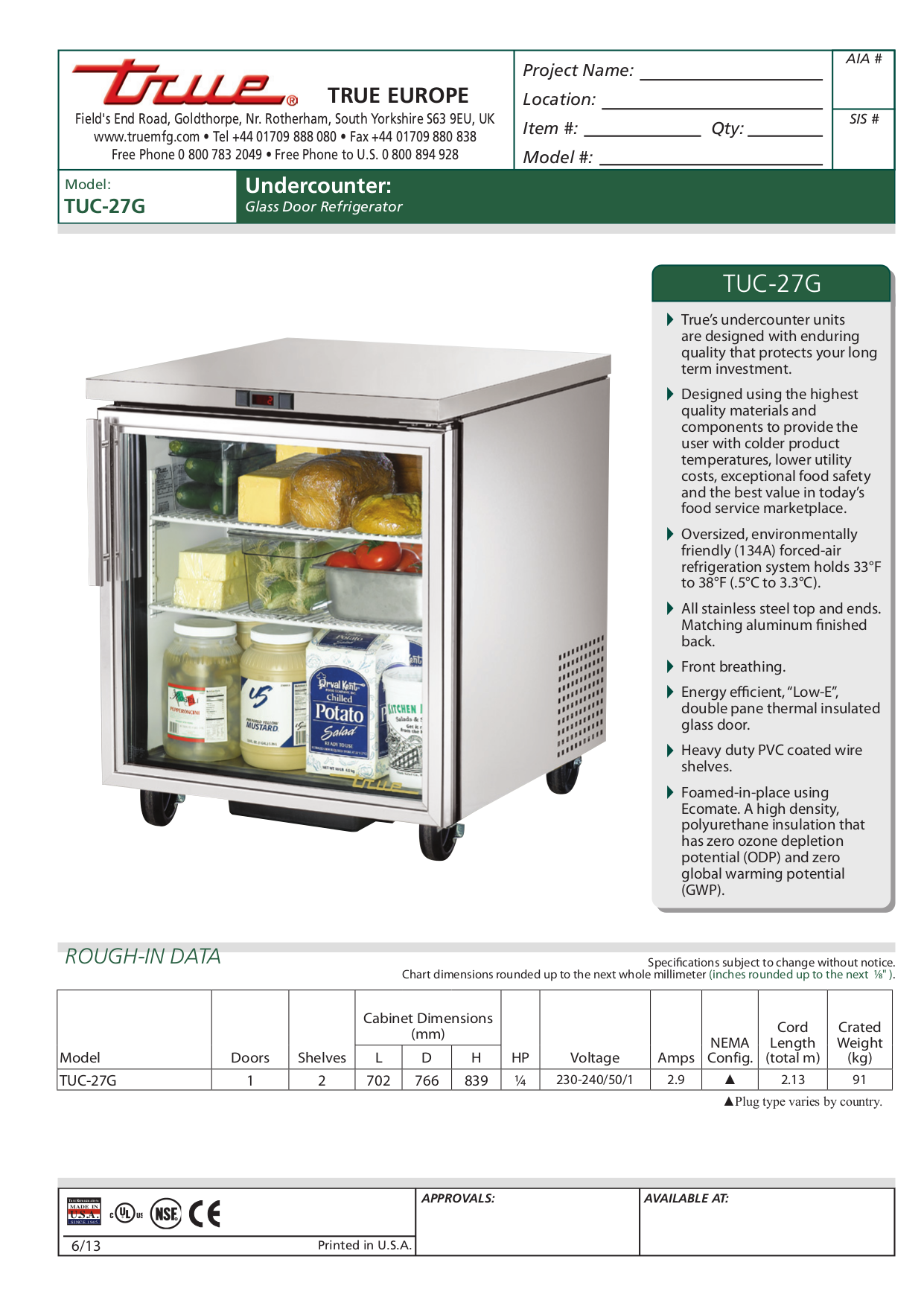pdf for True Refrigerator TUC-48D-4 manual