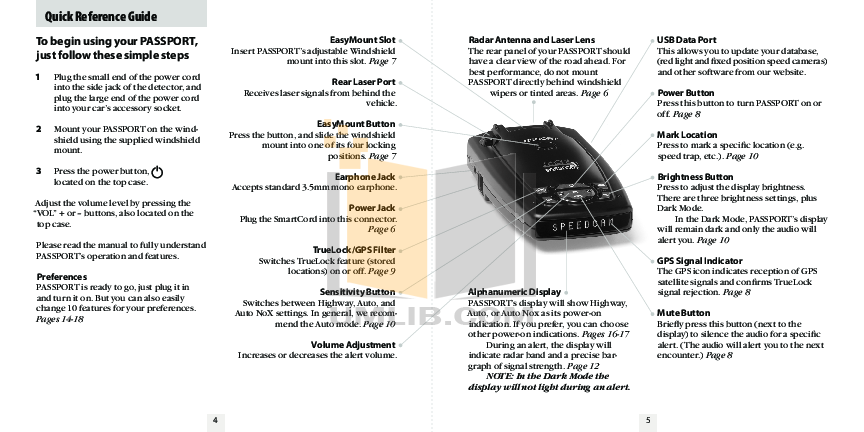 PDF manual for Escort Radar Detector Passport 9500ci