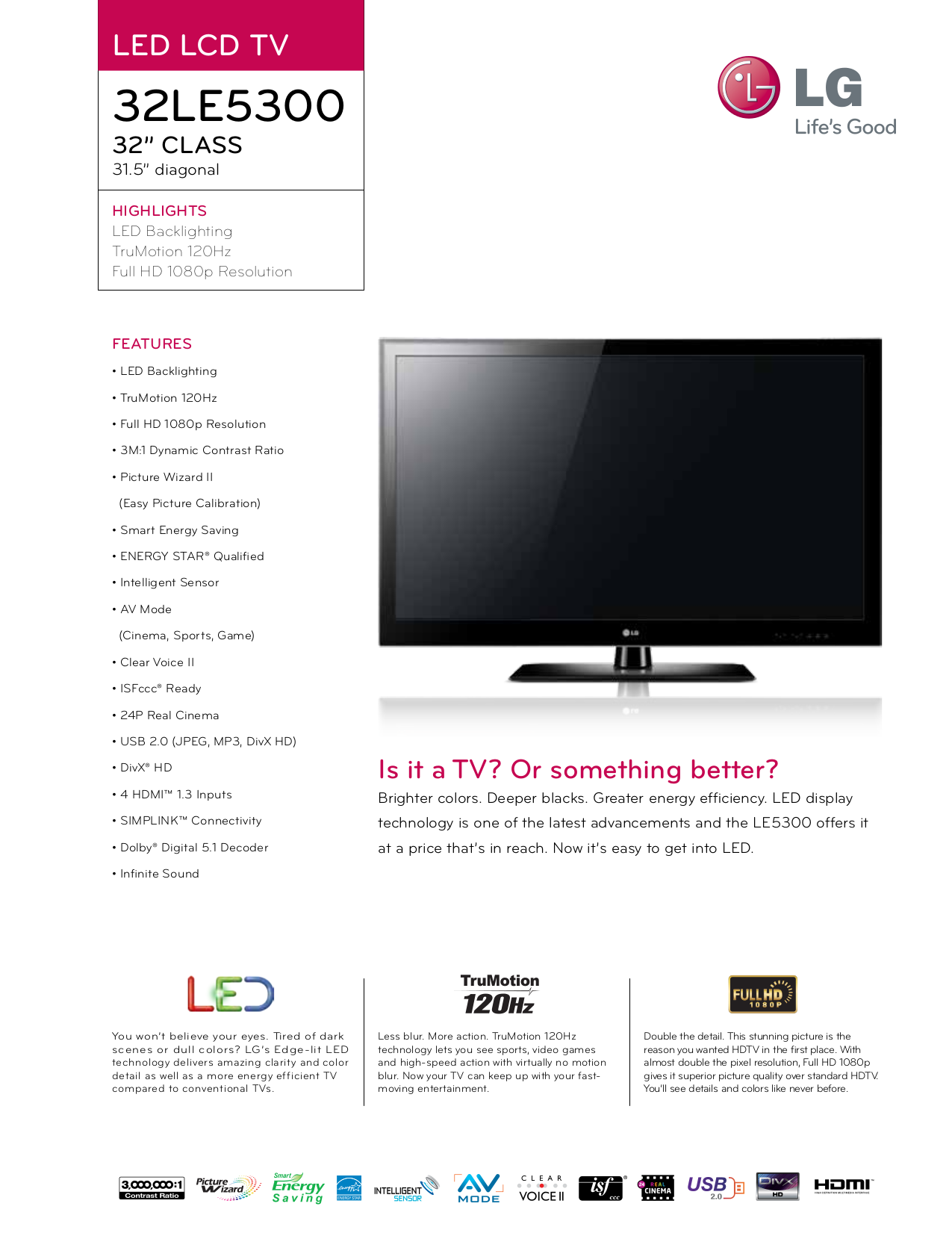 Download free pdf for LG 32LE5300 TV manual