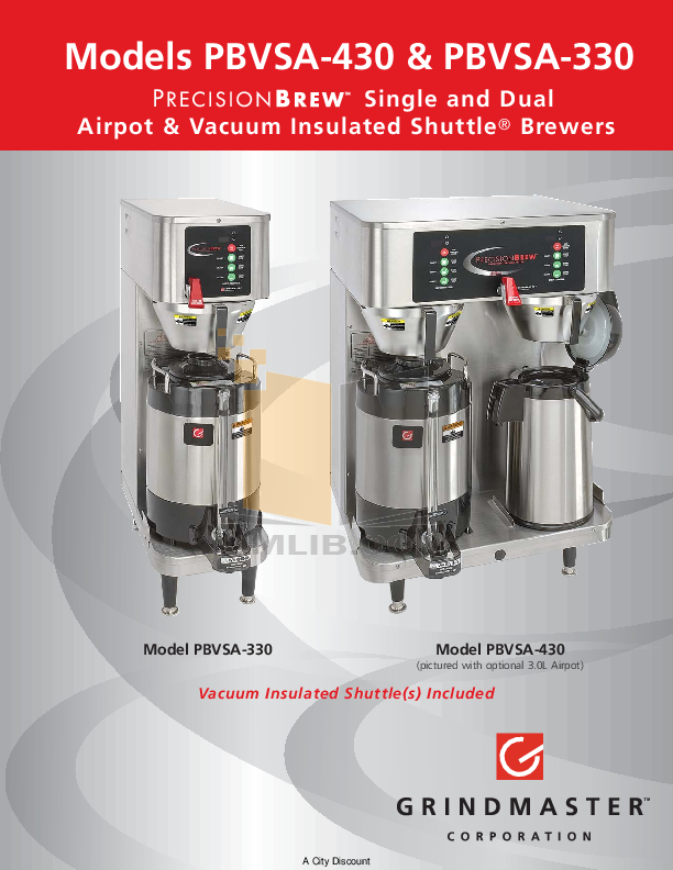 PDF manual for Grindmaster Coffee Maker PBVSA430