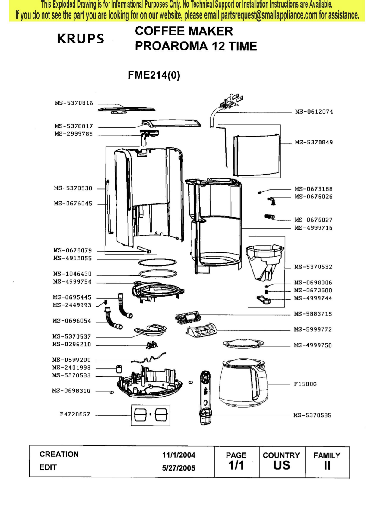 PDF manual for Krups Coffee Maker FME2