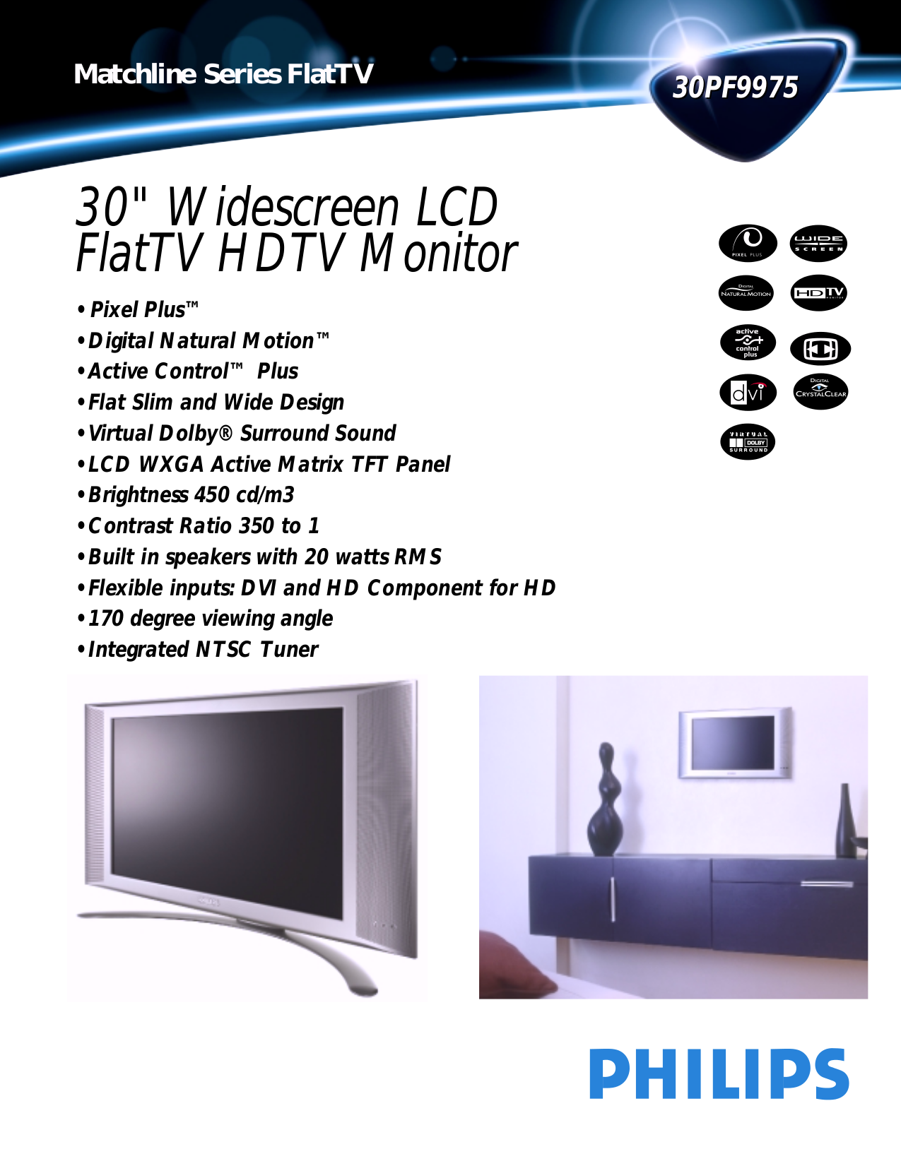 Download free pdf for Philips 30PF9975 TV manual