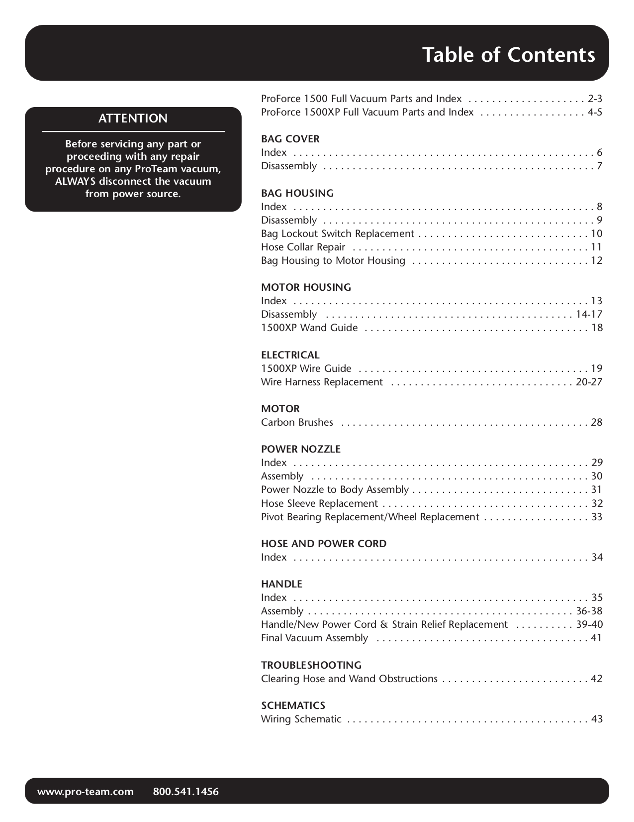 PDF manual for Pro-Team Vacuum ProForce 1500XP