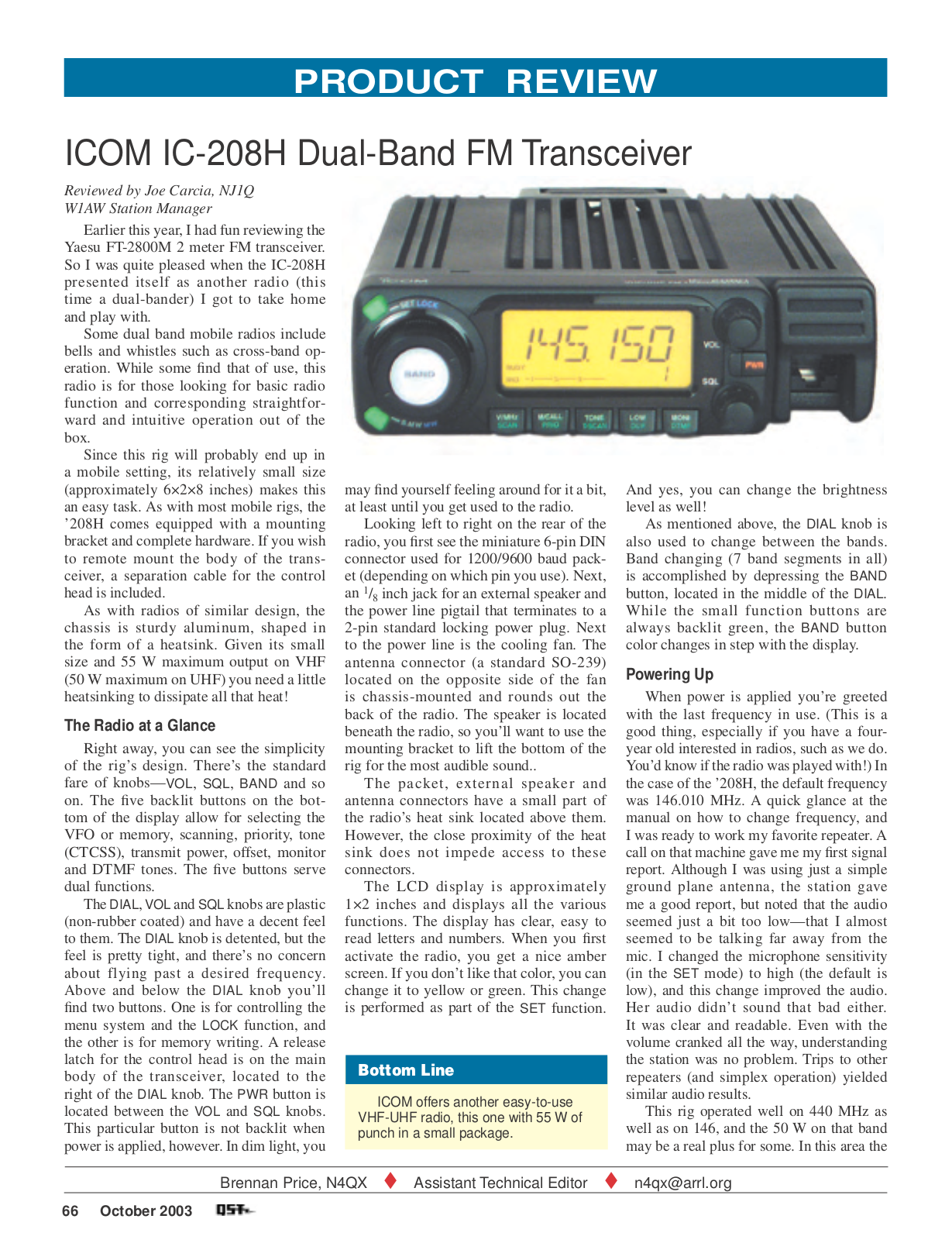 PDF manual for ICOM 2-way Radio IC-208H