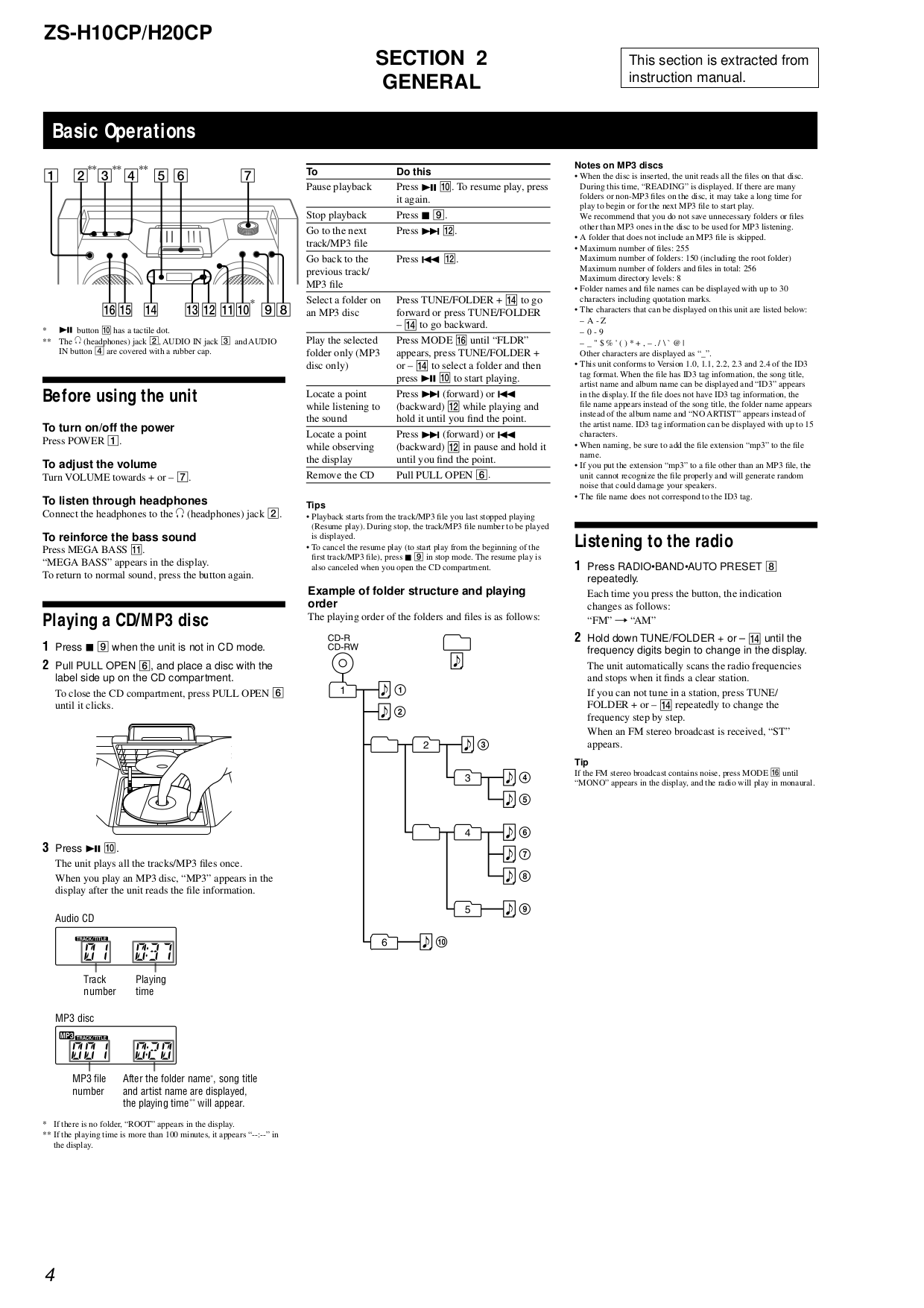 PDF manual for Sony Boombox CFDS01