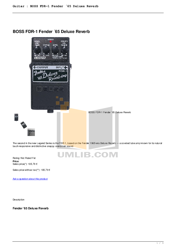 Download free pdf for Fender 65 Deluxe Reverb Amp manual