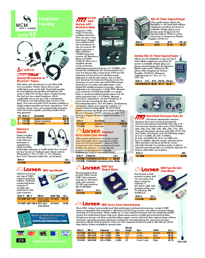 Cobra Microtalk Frequency Chart